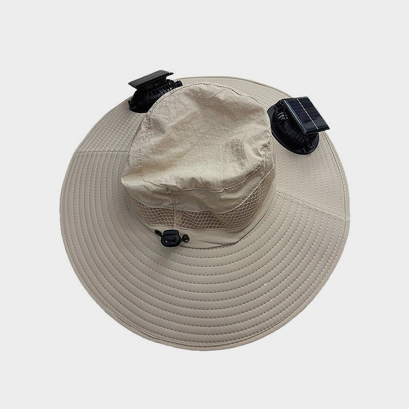 Solar Powered Fan Hat Large Brim Sunshade Outdoor Fishing Sun Protection Fisherman Hat