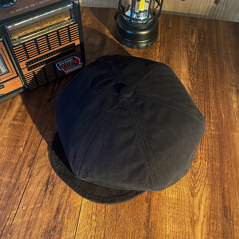 Short Brim Shaped Newsboy Cap
