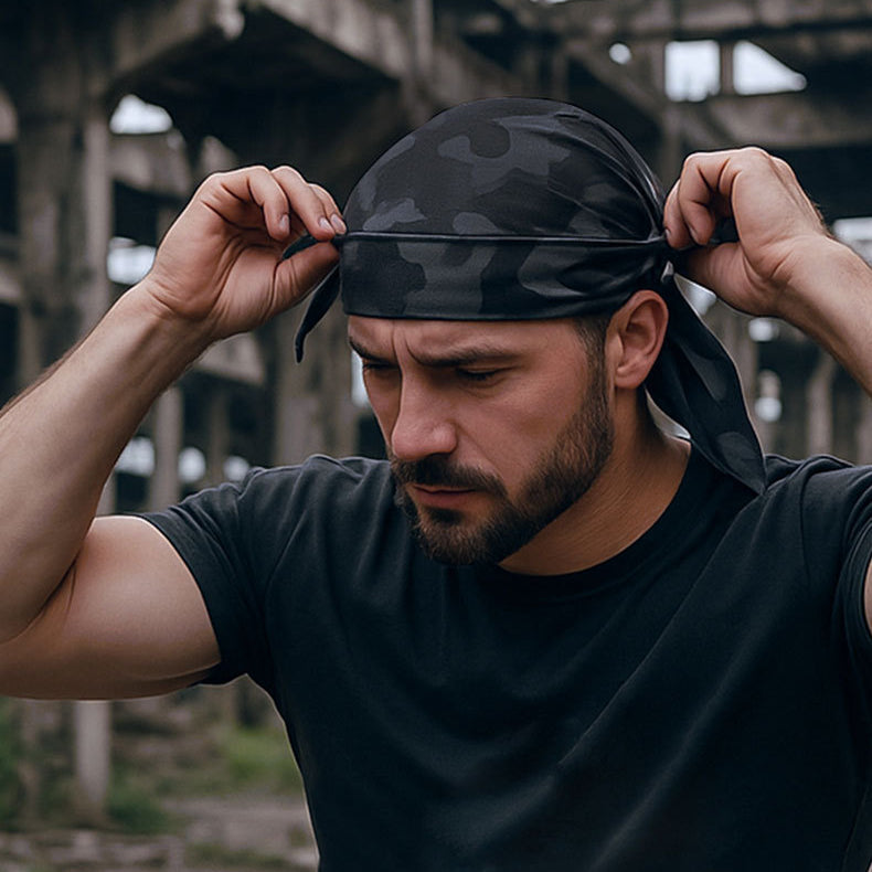 Pirate Bandana Hat Thin Breathable Outdoor Cycling Motorcycle Head Wrap Sweat-Absorbent Quick-Dry