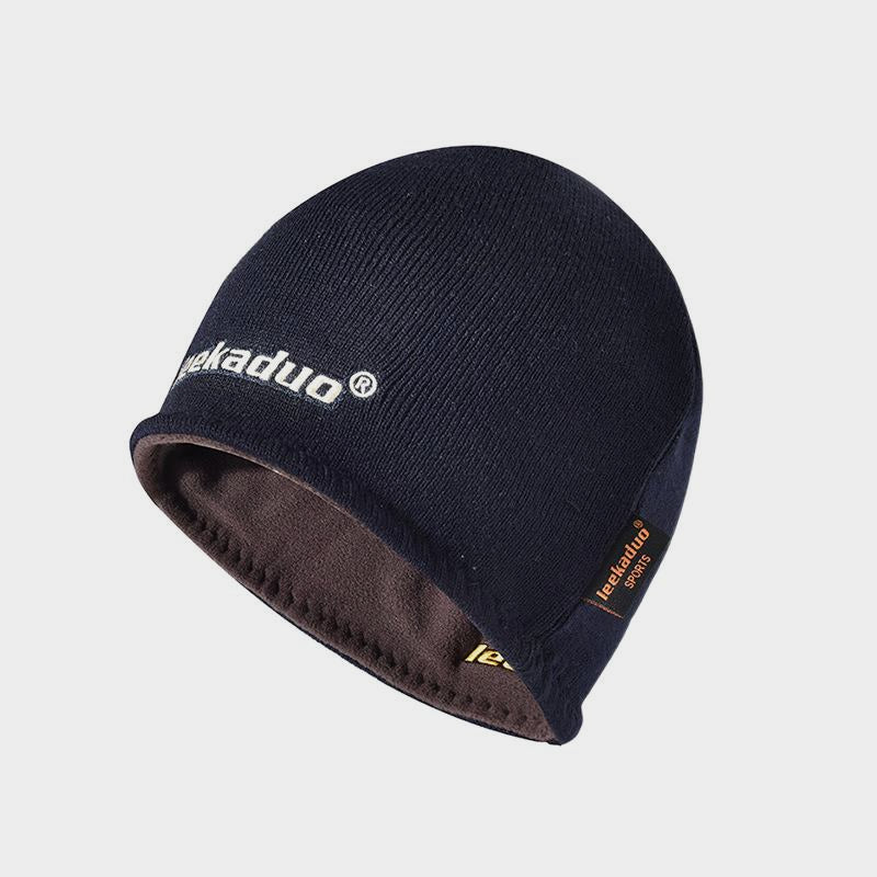 Plain Embroidered Knitted Hat Winter Fleece Lined Thickened Outdoor Pullover Hat Ski Hat