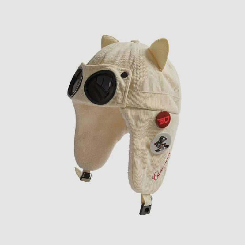 Sunglasses Aviator Hat Cat Ear Fleece Lined Thickened Ski Ear Protection Hat