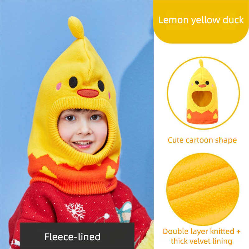 Children's Ear Protection Hat Cartoon Animal Fleece Lined Thickened Warm