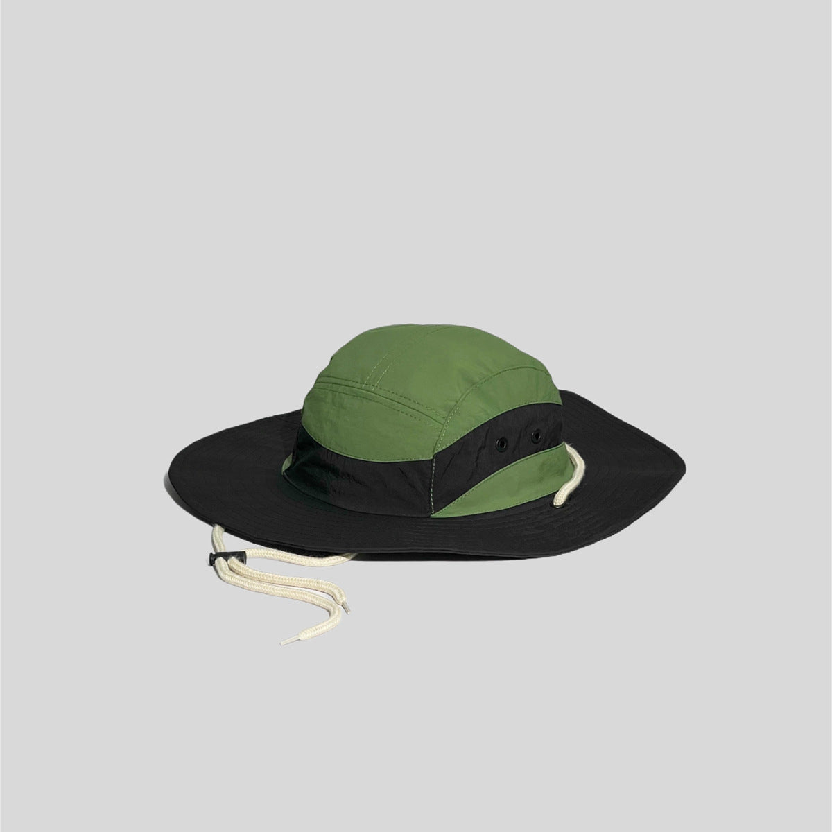 Color Block Patchwork Camping Drawstring Sun Protection Fisherman Hat