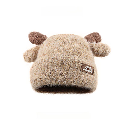 Sweet Cute Plush Antlers Warm Thickened Beanie