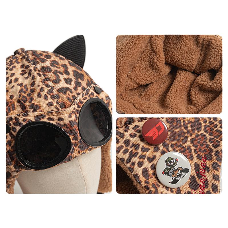 Bonnet cache-oreilles de ski épais doublé polaire oreilles de chat