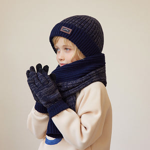 Children's Hat Scarf Gloves Three-piece Set Winter Outdoor Warm Beanie