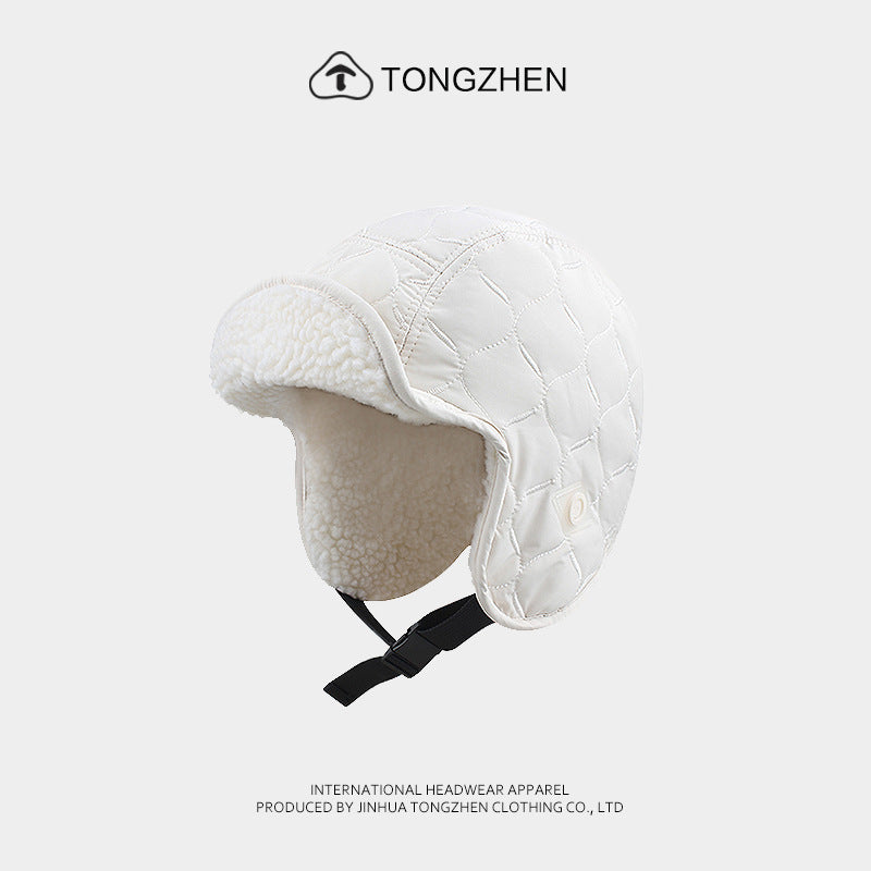 Thickened Lamb Wool Reversible Ear Protection Hat Outdoor Warm Skiing Cycling Aviator Hat