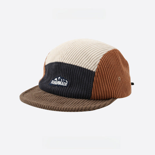 Japanese Corduroy Color Matching Soft Top Short Brim 5 panel Cap