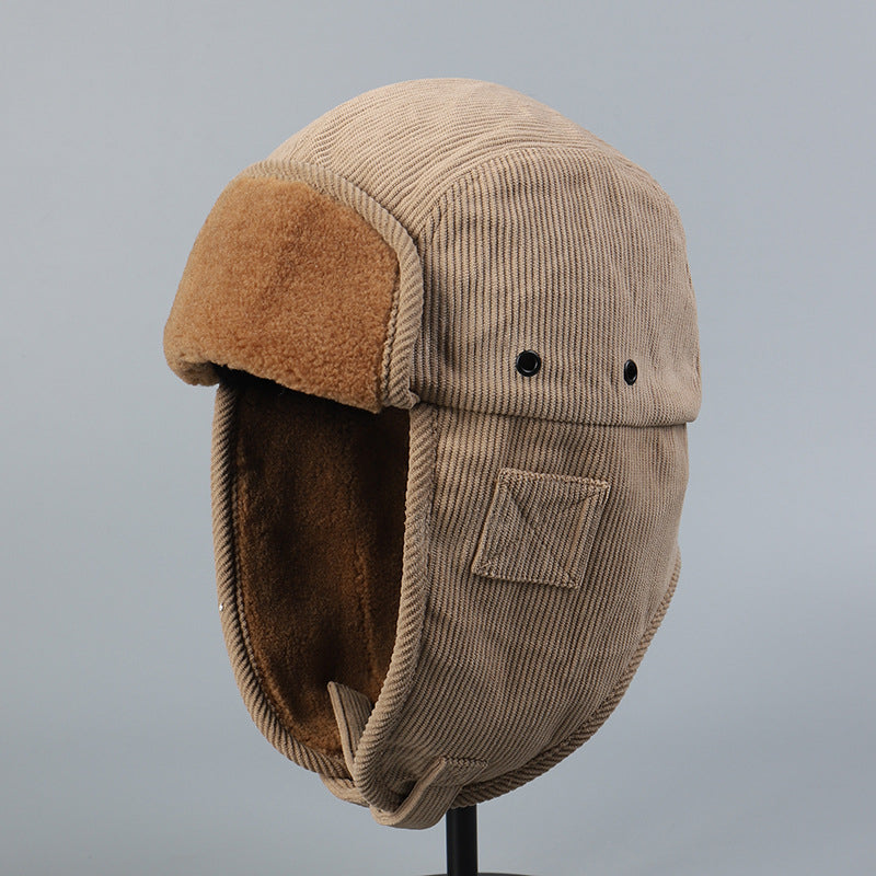 Corduroy Lining Thickened Warm Ski Hat