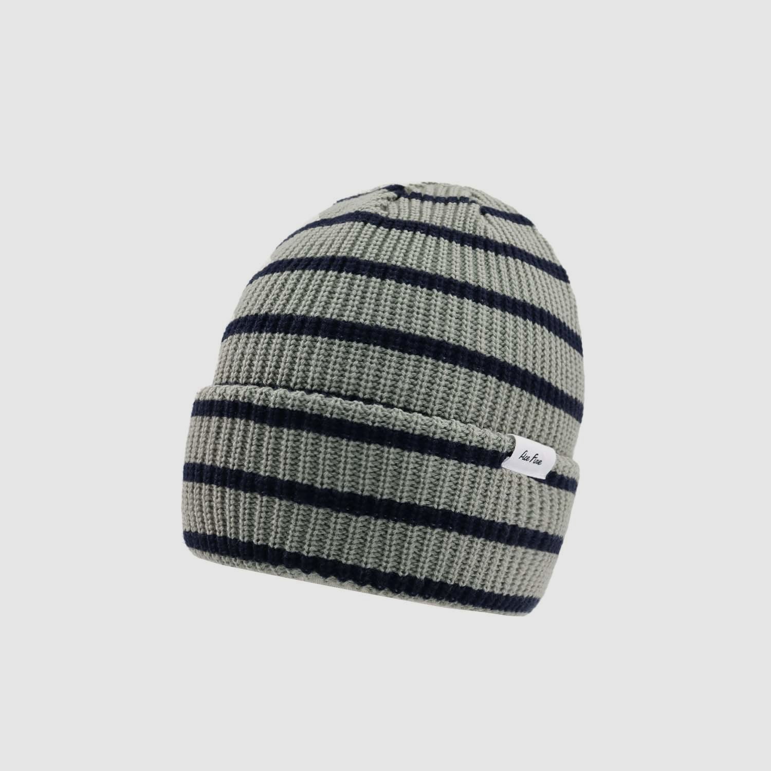 Label Striped Knit Beanie