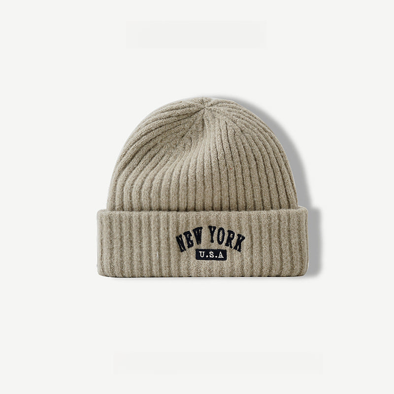 NewYork Letter Embroidery Warm Knitted Beanie