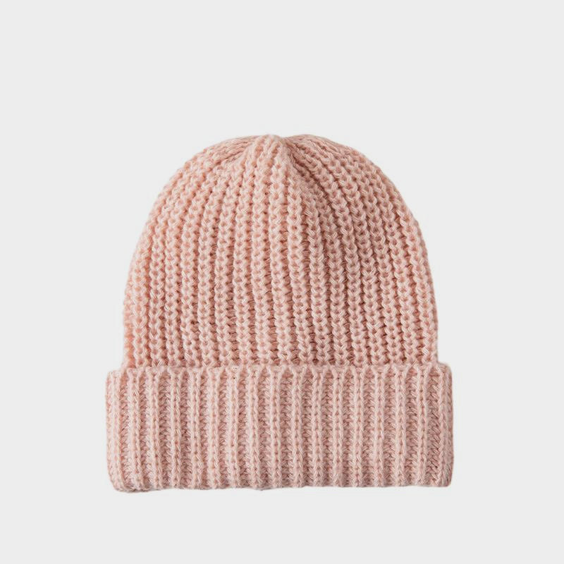 Color Block Double Knit Hat for Women Loose Fit