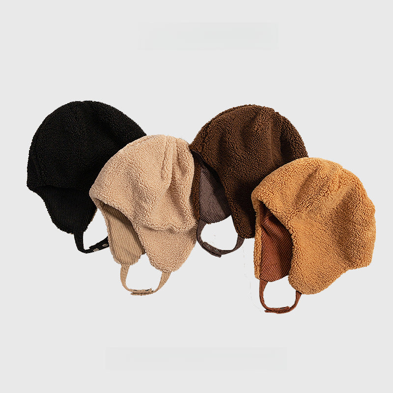 Thickened Warm-Keeping and Cold-Proof Ear Protection Corduroy Double-Sided Lamb Wool Trapper