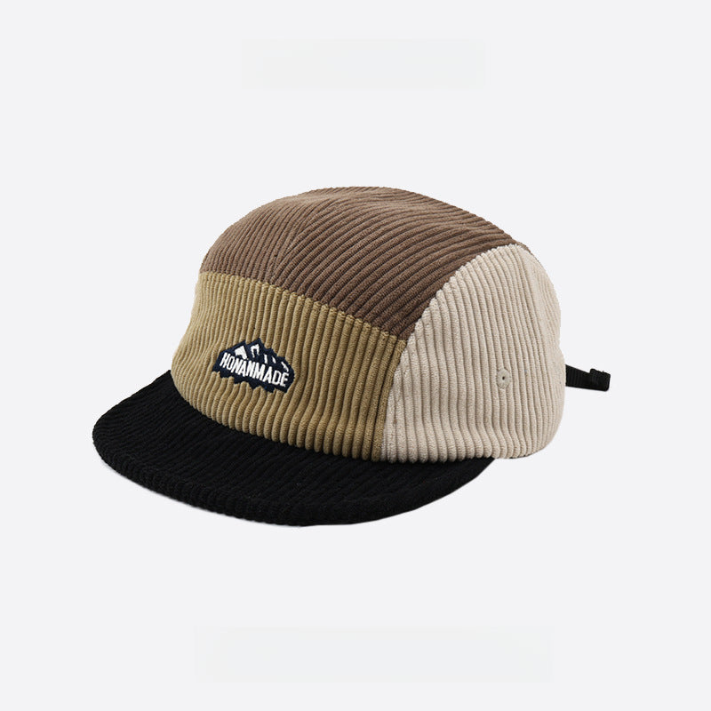 Japanese Corduroy Color Matching Soft Top Short Brim 5 panel Cap
