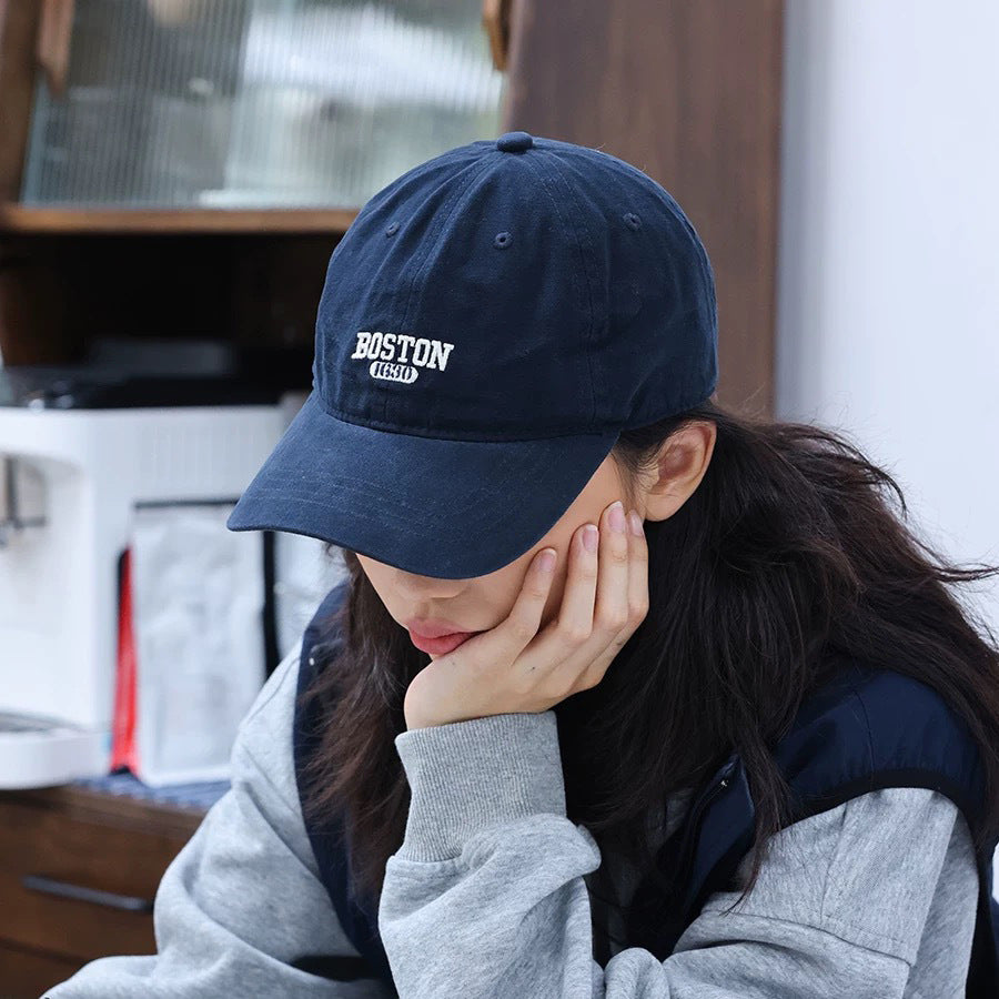 Washed Embroidered Letter Baseball Cap