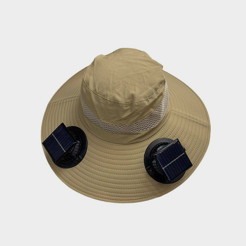 Solar Powered Fan Hat Large Brim Sunshade Outdoor Fishing Sun Protection Fisherman Hat