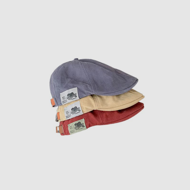 Retro Cloth Label Flat Cap