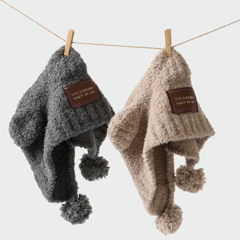 Teddy Fleece Teddy Bear Pom-Pom Versatile Warm Ear Flap Hat