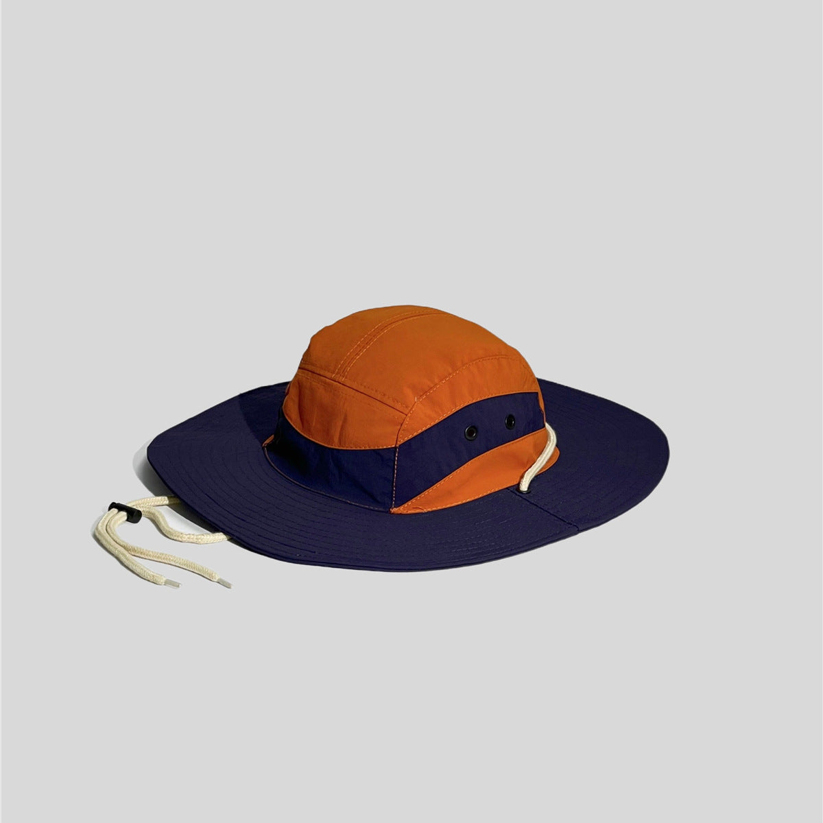 Color Block Patchwork Camping Drawstring Sun Protection Fisherman Hat