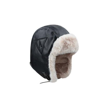 PU Leather Wear-Resistant Thickening Warm Earflaps Cap