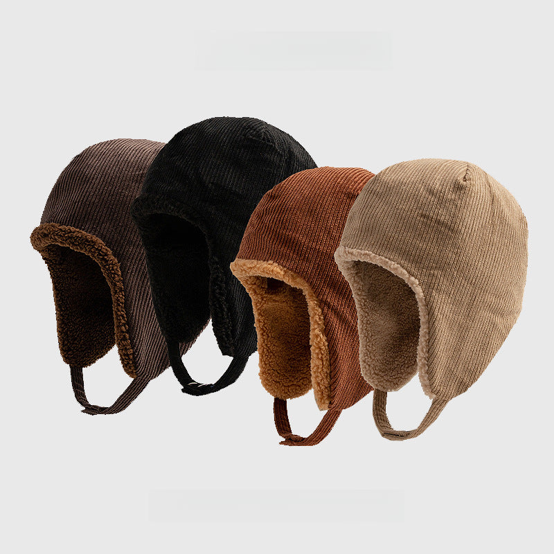 Thickened Warm-Keeping and Cold-Proof Ear Protection Corduroy Double-Sided Lamb Wool Trapper