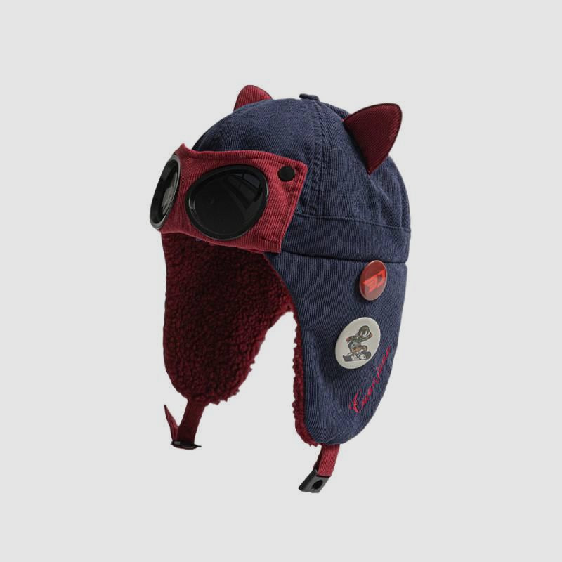 Sunglasses Aviator Hat Cat Ear Fleece Lined Thickened Ski Ear Protection Hat