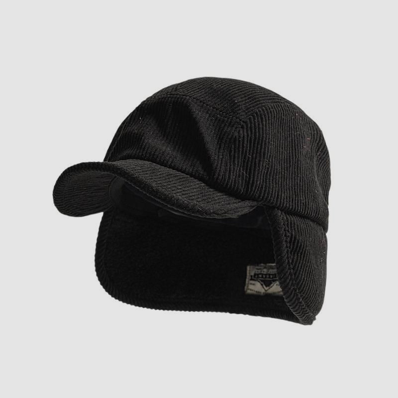 Vintage Corduroy Winter Earflap Hat Japanese Street Style Fleece Lined Warm Windproof