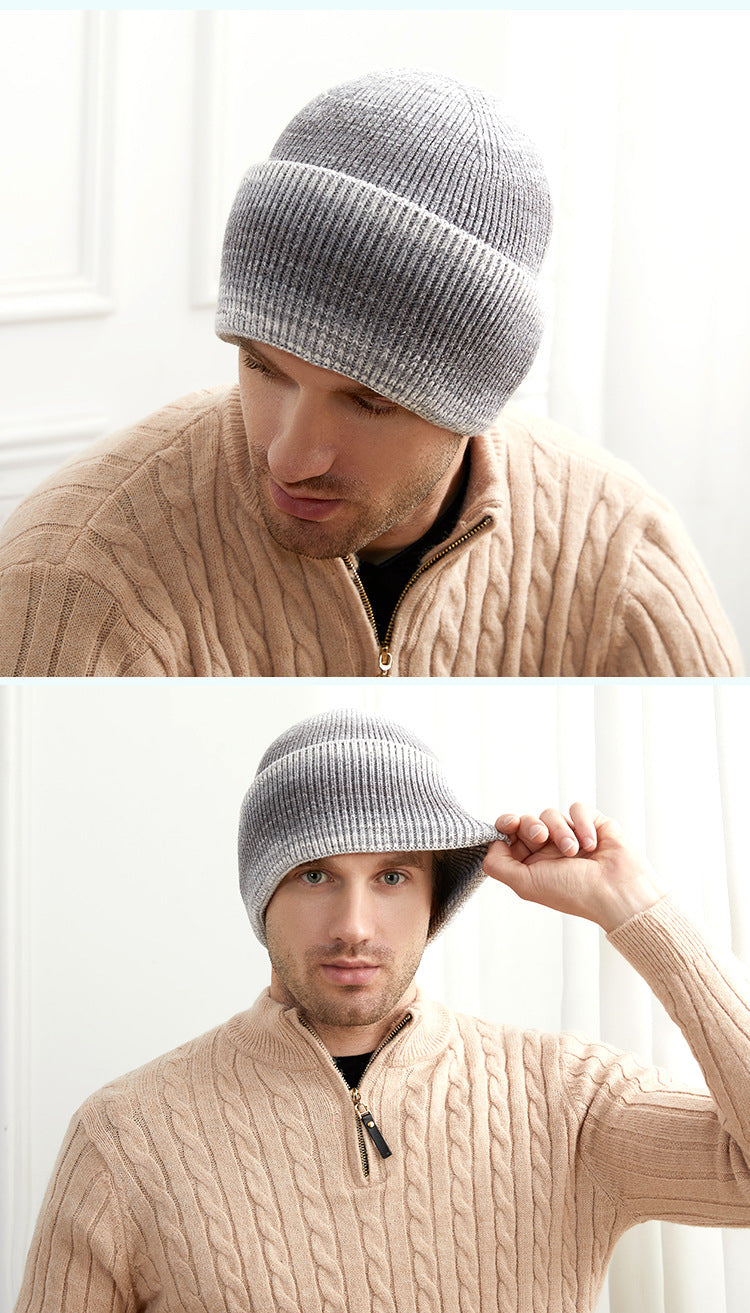 Rabbit Wool Core Spun Yarn Knitted Hat Double Folded Edge Wool Hat