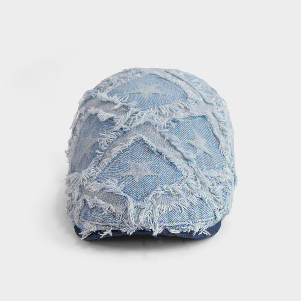 Washed Denim Distressed Flat cap