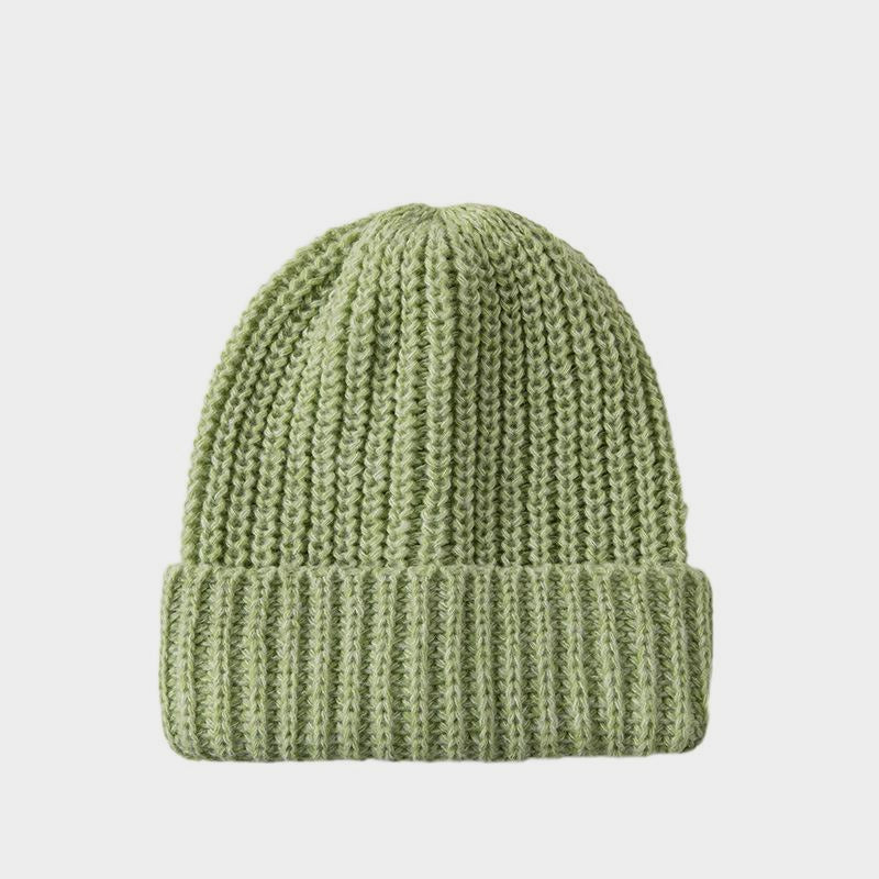 Color Block Double Knit Hat for Women Loose Fit