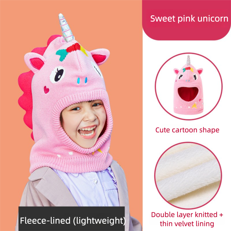 Children's Ear Protection Hat Cartoon Animal Fleece Lined Thickened Warm