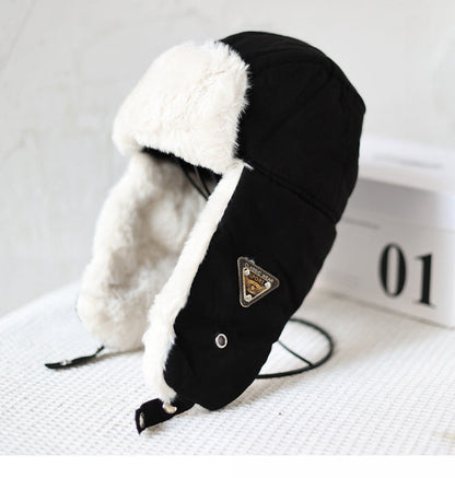 Retro Earmuffs Hat Windproof Cycling Fleece-lined Warm-Keeping and Cold-Proof