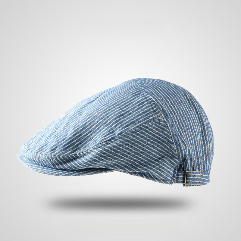 Longitudinal Stripes Vintage Cotton Flat Cap