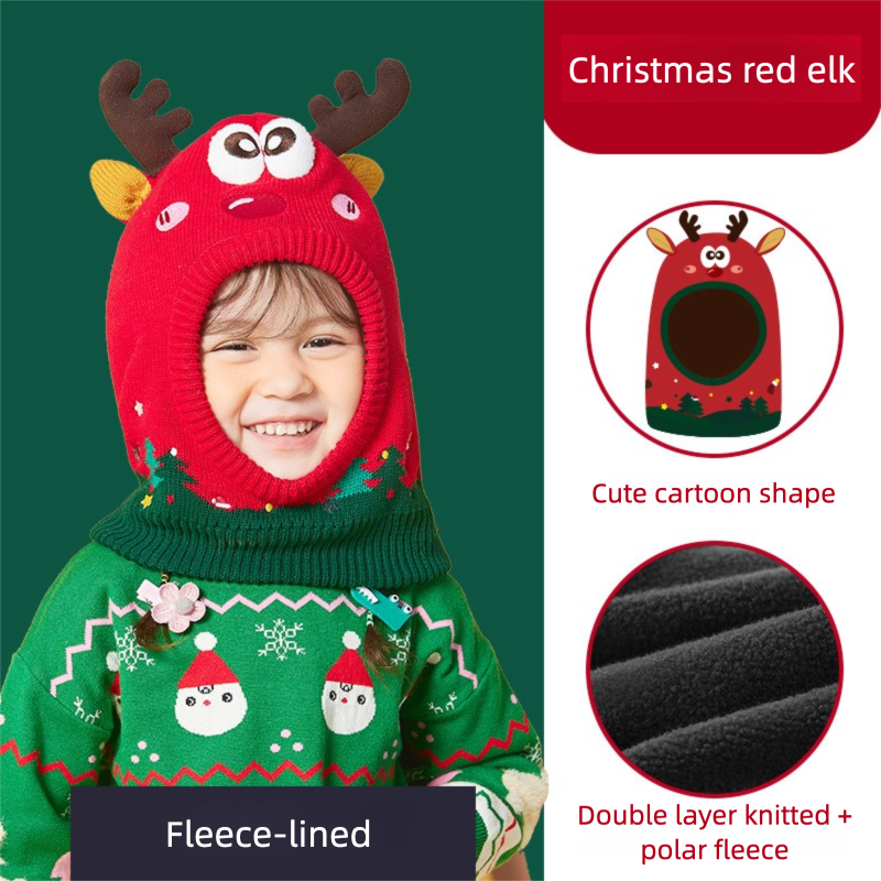 Children's Ear Protection Hat Cartoon Animal Fleece Lined Thickened Warm