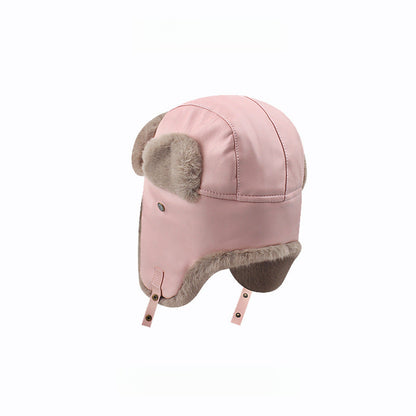 PU Leather Windproof Warm Earflaps Cap