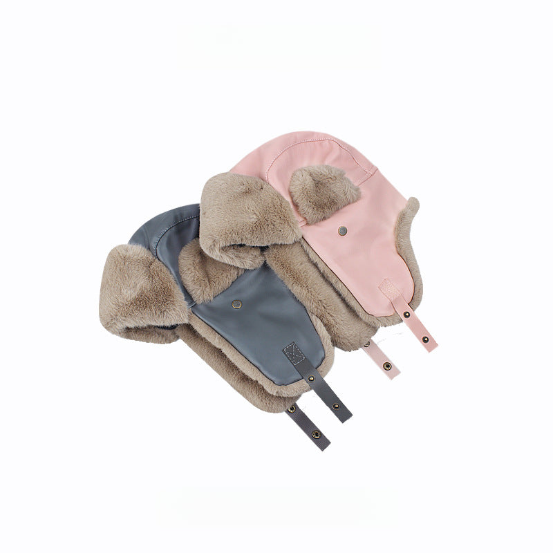 PU Leather Windproof Warm Earflaps Cap