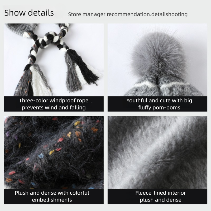 Big Head Striped Color-Block Ear Flap Hat