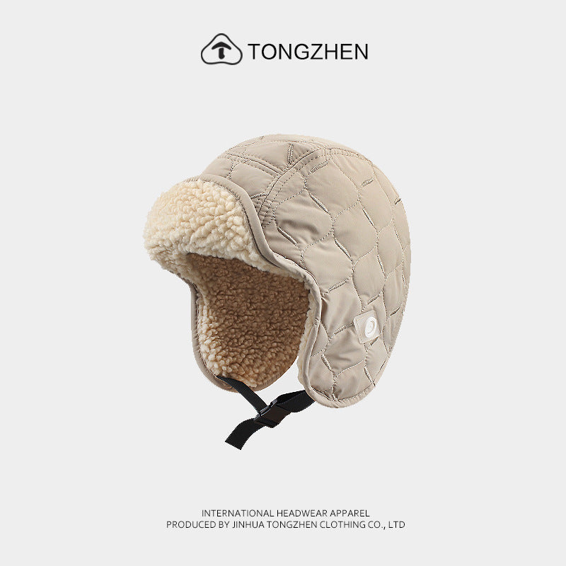 Thickened Lamb Wool Reversible Ear Protection Hat Outdoor Warm Skiing Cycling Aviator Hat