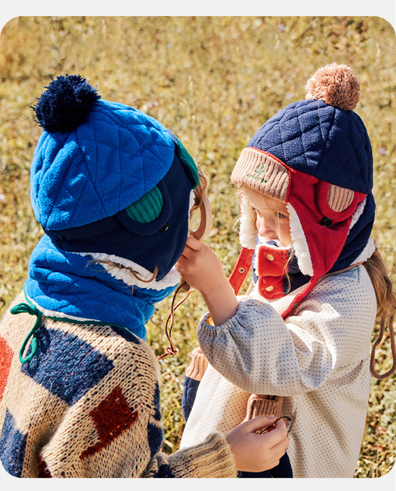 Autumn and Winter Children Fleece-lined Warm Earflaps Cap