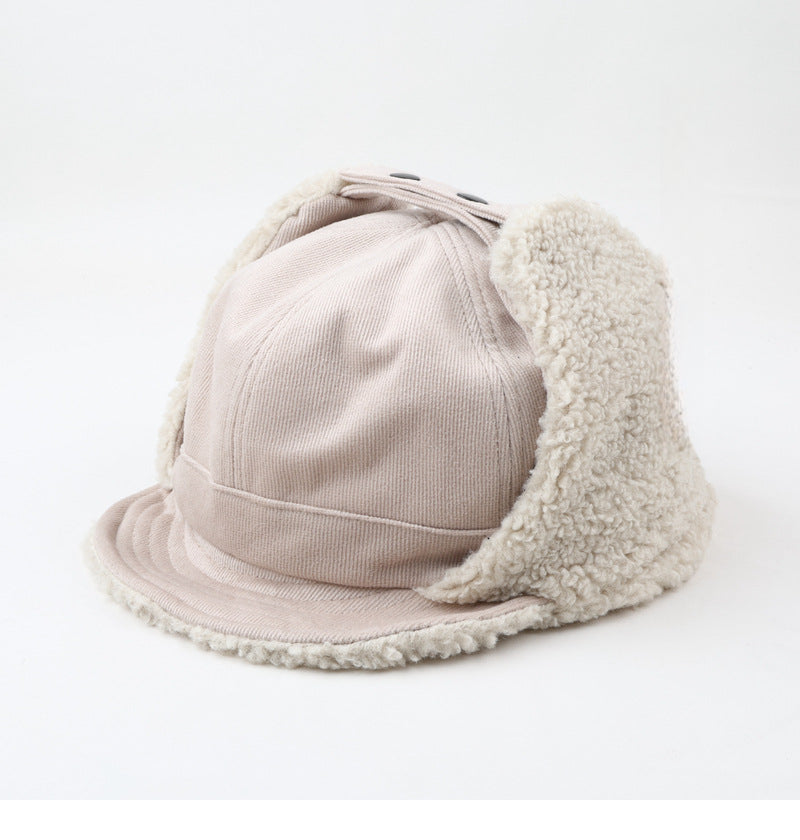 Lambswool Thickened Ears Protection Hat Warm Trapper