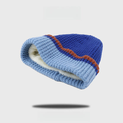 Fleece-lined Thick Contrast Color Beanie