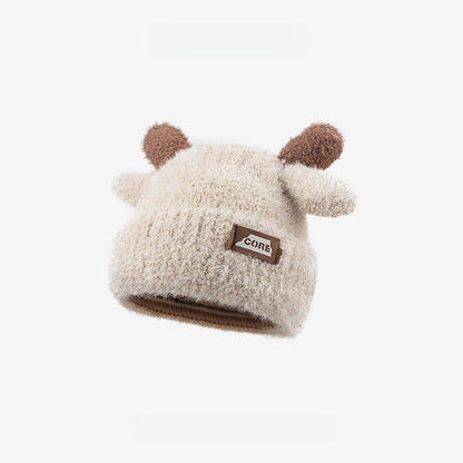 Sweet Cute Plush Antlers Warm Thickened Beanie