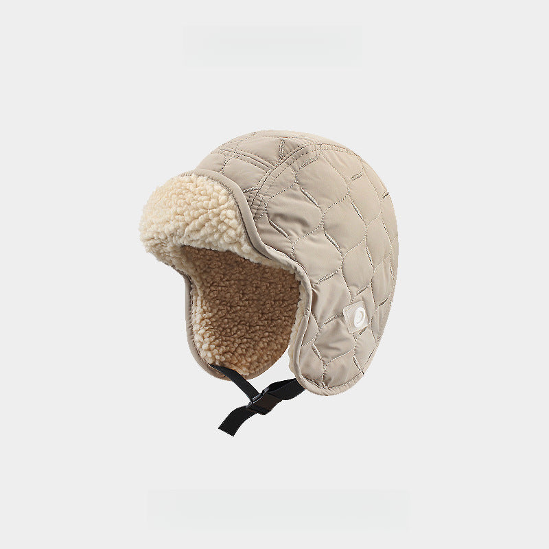 Thickened Lamb Wool Double-Sided Wear Earmuffs Hat Outdoor Keep Warm Skiing Cycling Pilot Cap