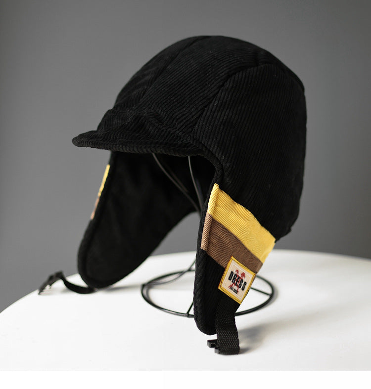Color Contrast Patchwork Cold Protection in Winter Fleece-lined Warm Trapper