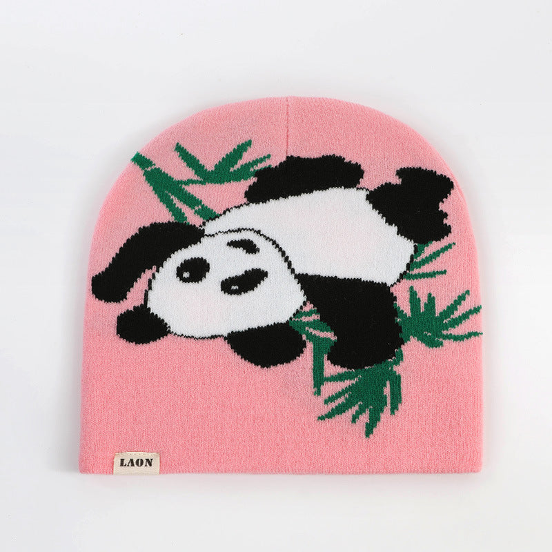 Panda Jacquard Knitted Hat Windproof Ear Protection Wool Hat