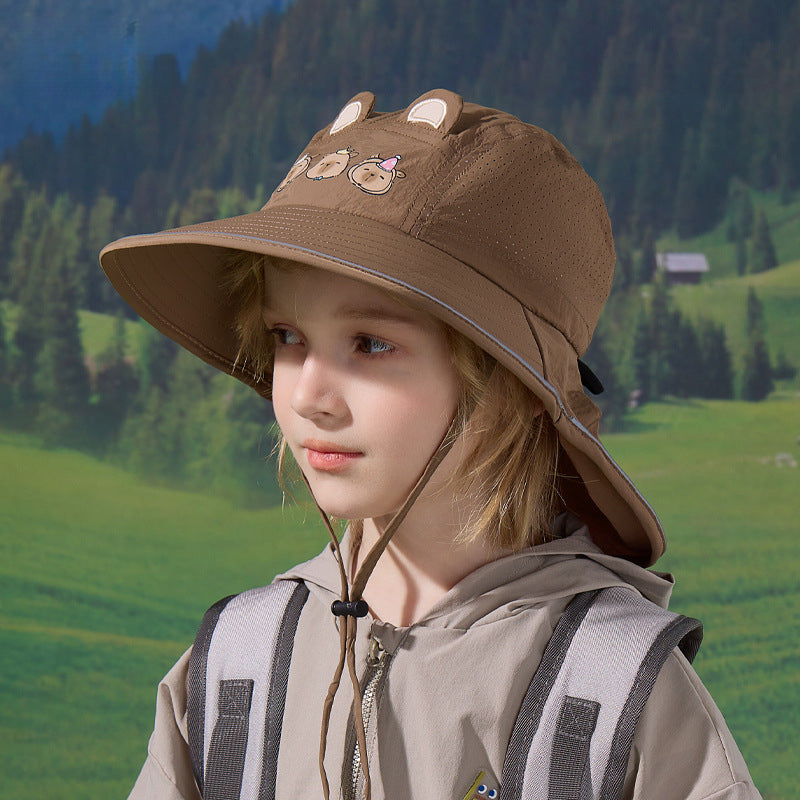 Children's Hat Cartoon Shawl Neck Protection Sun Protection Hat Quick Drying Waterproof Fisherman Hat
