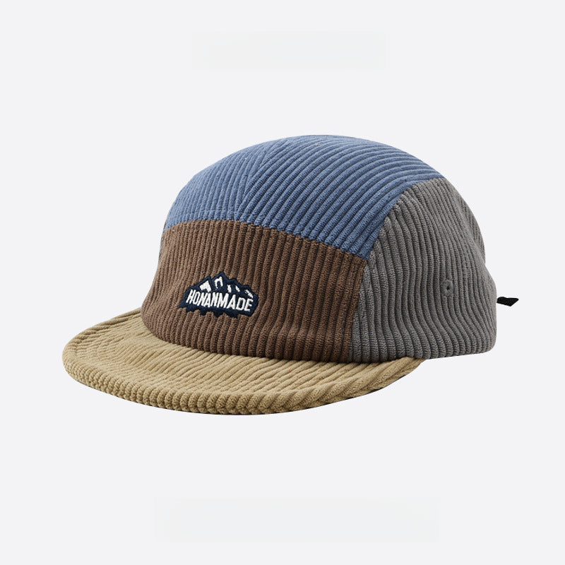 Japanese Corduroy Color Matching Soft Top Short Brim 5 panel Cap