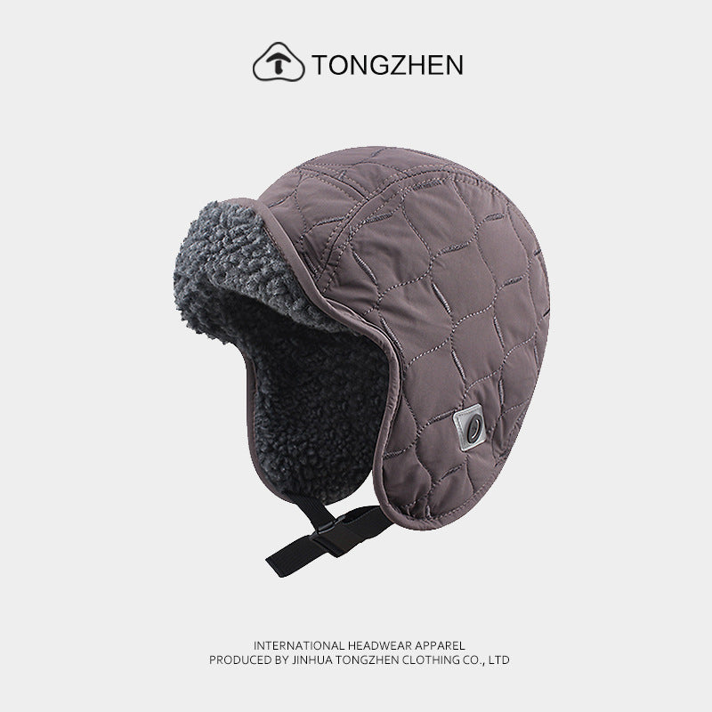 Thickened Lamb Wool Reversible Ear Protection Hat Outdoor Warm Skiing Cycling Aviator Hat