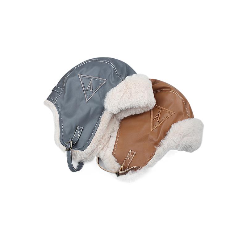 PU Leather Wear-Resistant Thickening Warm Earflaps Cap