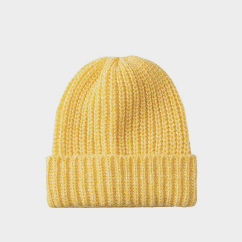 Color Block Double Knit Hat for Women Loose Fit